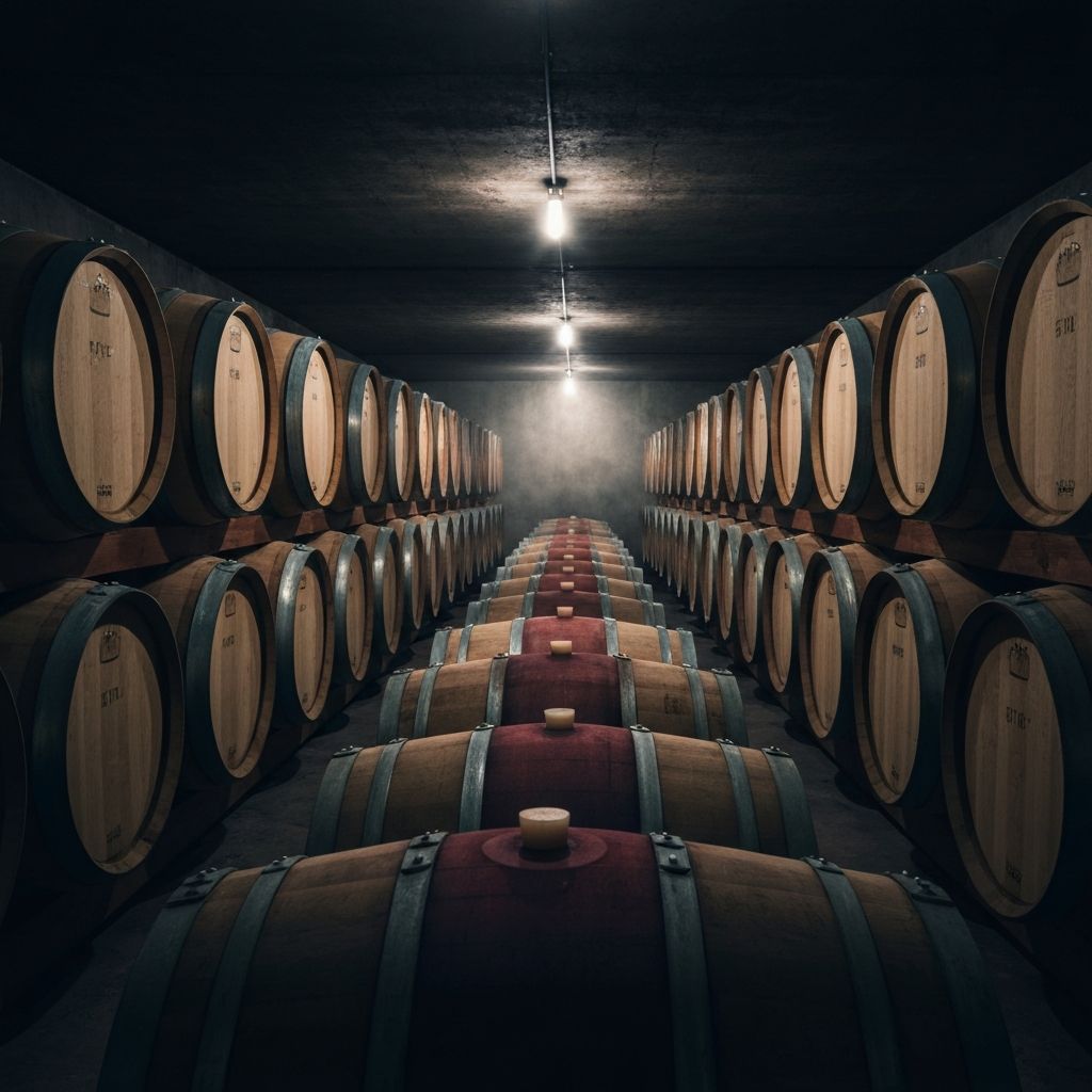 Wine barrels in cellar